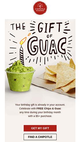 Marketing-E-Mail der 'Get my guacamole'-Aktion.
