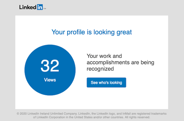 Beispiel für ein minimalistisches E-Mail-Design von LinkedIn.
