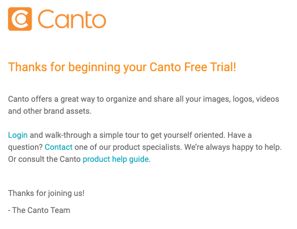 Screenshot of Free Trial Email.