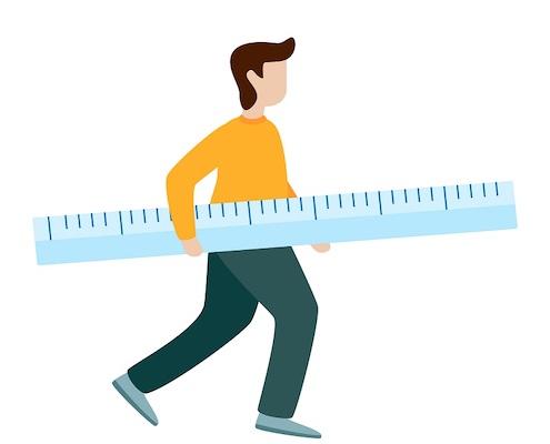 Illustration of man carrying a ruler.