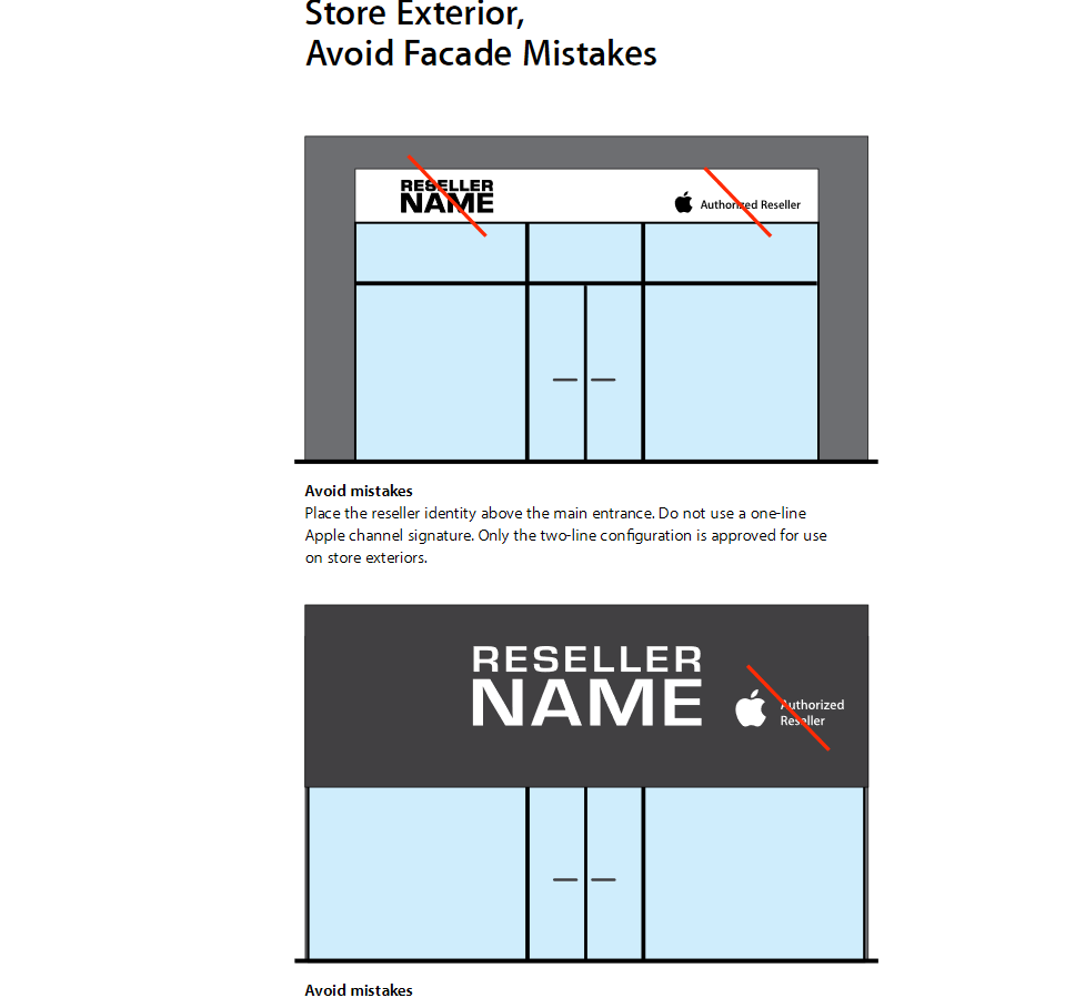 Instructions for Apple storefronts.