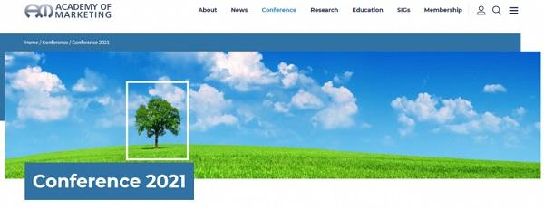 Die Webseite der Academy of Marketing Conference.