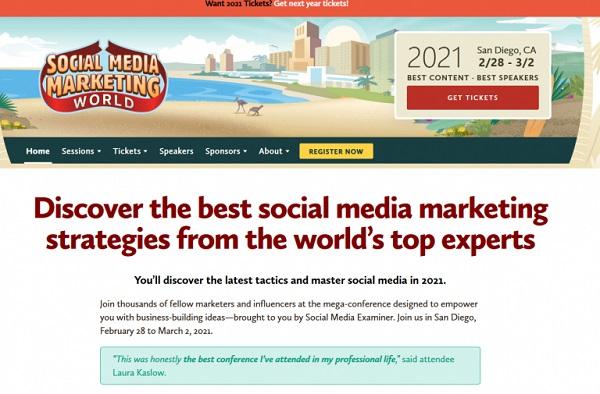 Die Webseite von Social Media Marketing World.