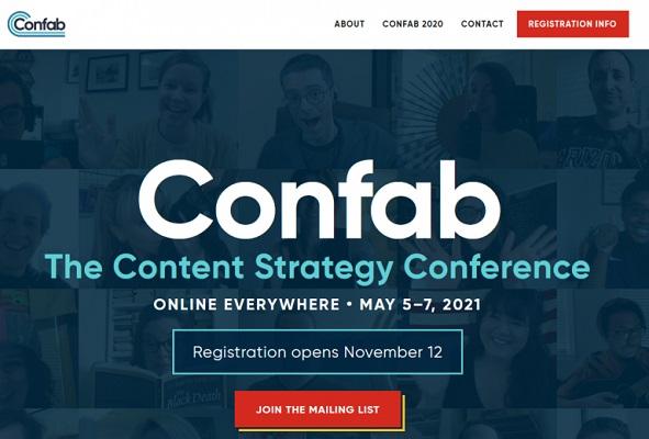 Die Webseite von Confab.