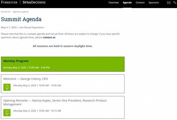 Die Webseite von SiriusDecisions.
