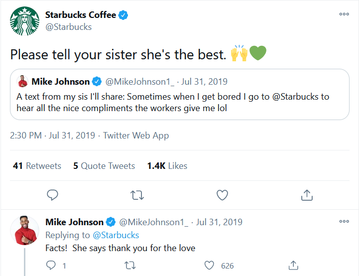 A Starbucks post on Twitter.