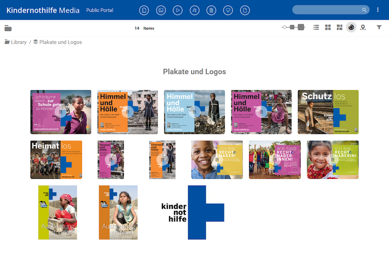 Screenshot des öffentlichen Media Portals der Kindernothilfe