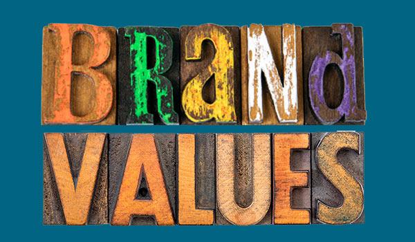 A sign that says 'brand values'.