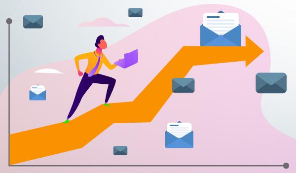 Ein Diagramm zeigt eine zunehmende Click-Through-Rate für E-Mails.