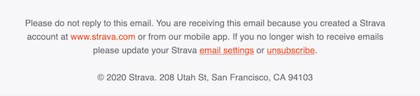 Email footer with bright red unsubscribe link.