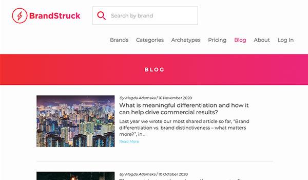 Die Webseite von Brand Struck.