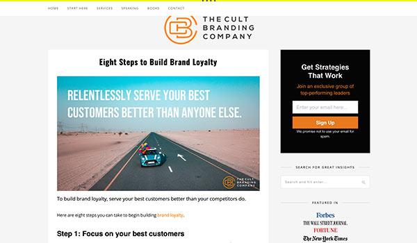 Die Webseite von Cult Branding.