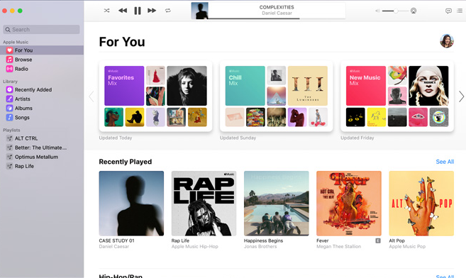 The iTunes interface.