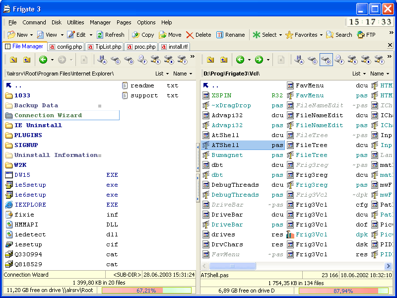 The Frigate 3 interface.