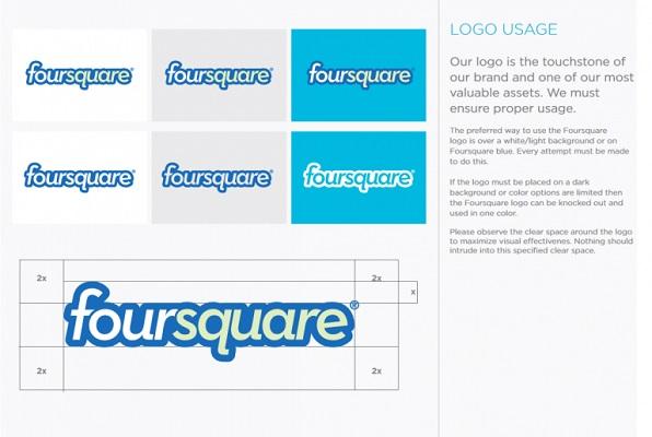 Der Styleguide für das Logo von Foursquare.