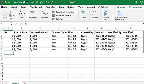 Data entered on a spreadsheet digitally.
