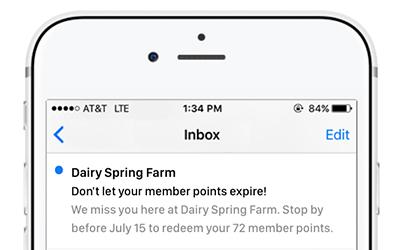 Email subject line on a phone screen warning that member points will expire.