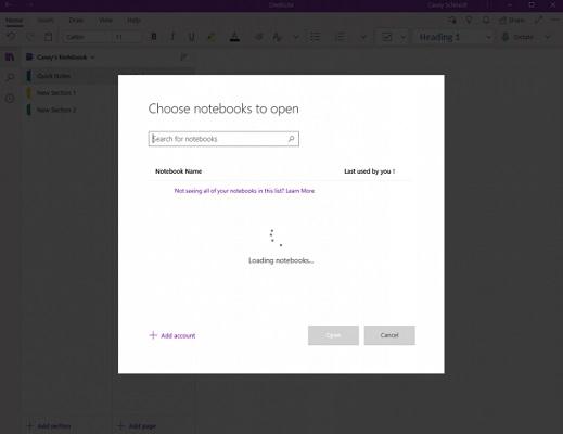 Die Benutzeroberfläche von OneNote.