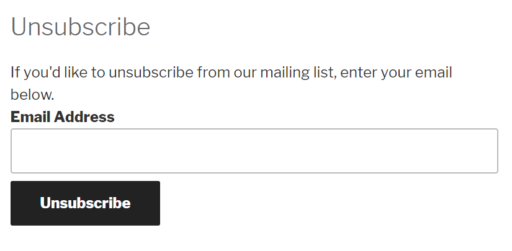 Ein Formular zur Abmeldung von einer E-Mail.