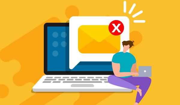 Illustration eines Laptops mit einer nicht zustellbaren E-Mail.