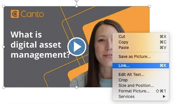 Right-click menu for image in Outlook for MacOS.