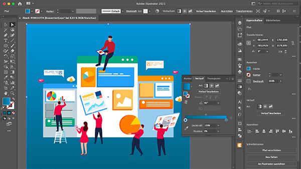 Screenshot of a vector illustration work in progress in Adobe Illustrator.