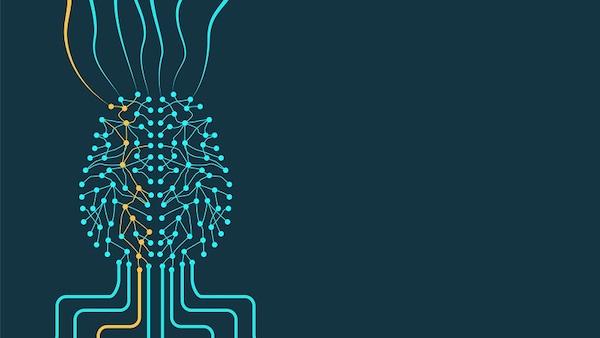 Eine digitale Abbildung eines Gehirns, das maschinelles Lernen im Marketing symbolisieren soll.