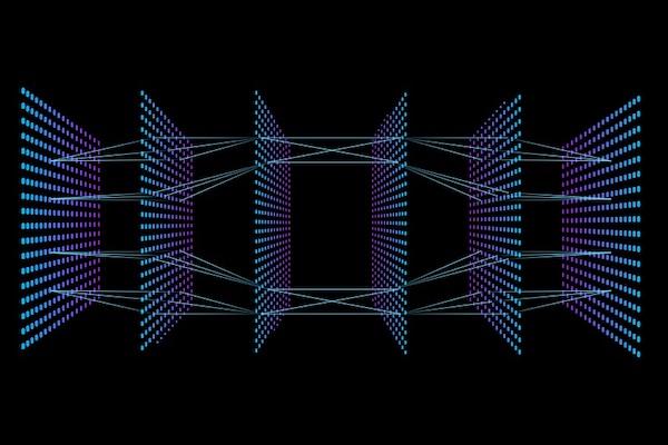 Eine digitale Darstellung eines neuronalen Netzes, symbolisch für maschinelles Lernen im Marketing.