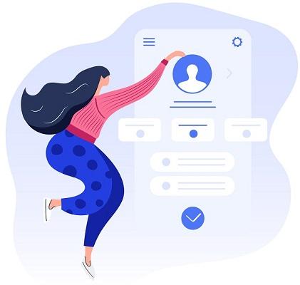 Eine Frau erstellt ein Profil, das sie für eine LinkedIn-Marketing-Strategie braucht.