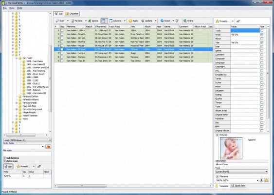 Die Benutzeroberfläche des MP3 Metadata Editor The GodFather.