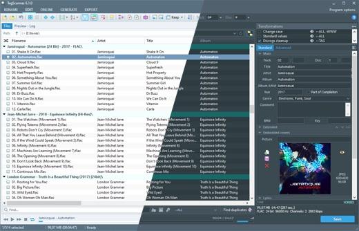 Die Benutzeroberfläche von TagScanner, einem MP3 Metadata Editor.