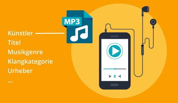 Eine Illustration der Informationen einer MP3-Datei.