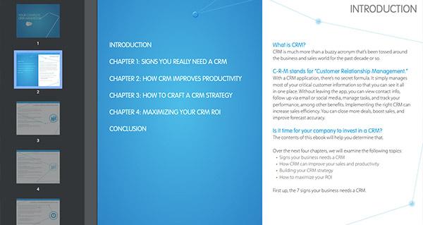 Screenshot des Inhaltsverzeichnisses des Salesforce CRM E-Books.