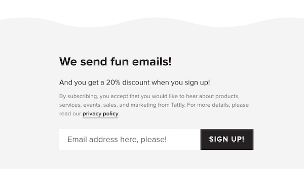 Screenshot eines Popup-Formulars für die E-Mail-Anmeldung auf einer Webseite, ein gutes Beispiel für das E-Mail-Capturing.