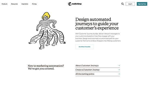 Screenshot von der Webseite von Mailchimp mit E-Mail-Marketing-Ressourcen.