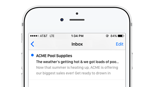 Voransicht einer E-Mail auf dem iPhone, die eine Betreffzeile an einem sehr ungünstigen Punkt abschneidet.