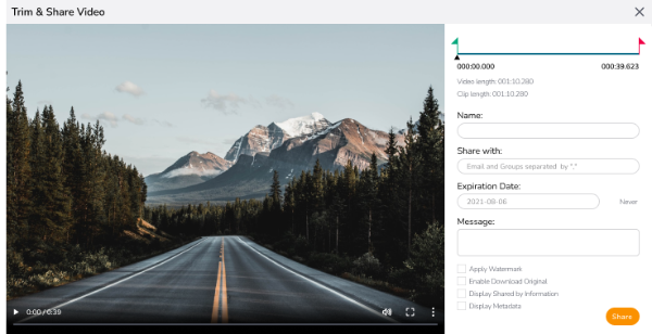 Preview of how to trim a video of a mountain road