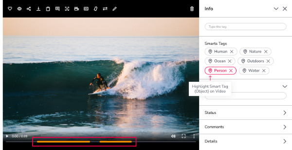 Preview of video with smart tags