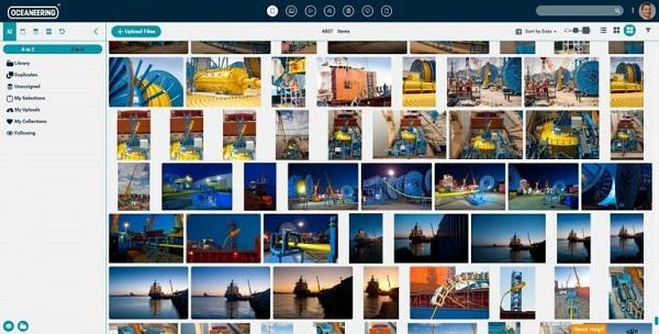 Ein Screenshot der Canto Medienbibliothek von Oceaneering.