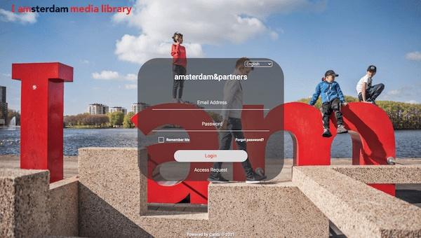 Anmeldebildschirm für das Presseportal von iamsterdam in Canto.
