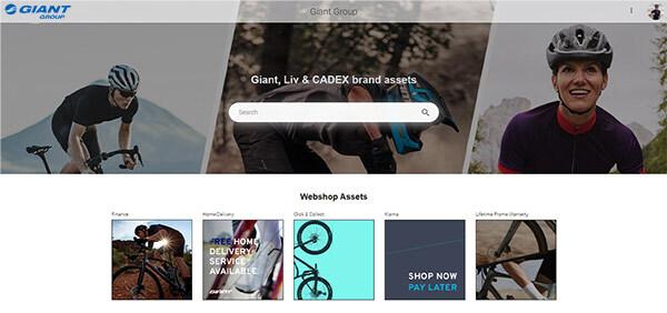 Giant UK's Canto Portal landing page for webshop assets.