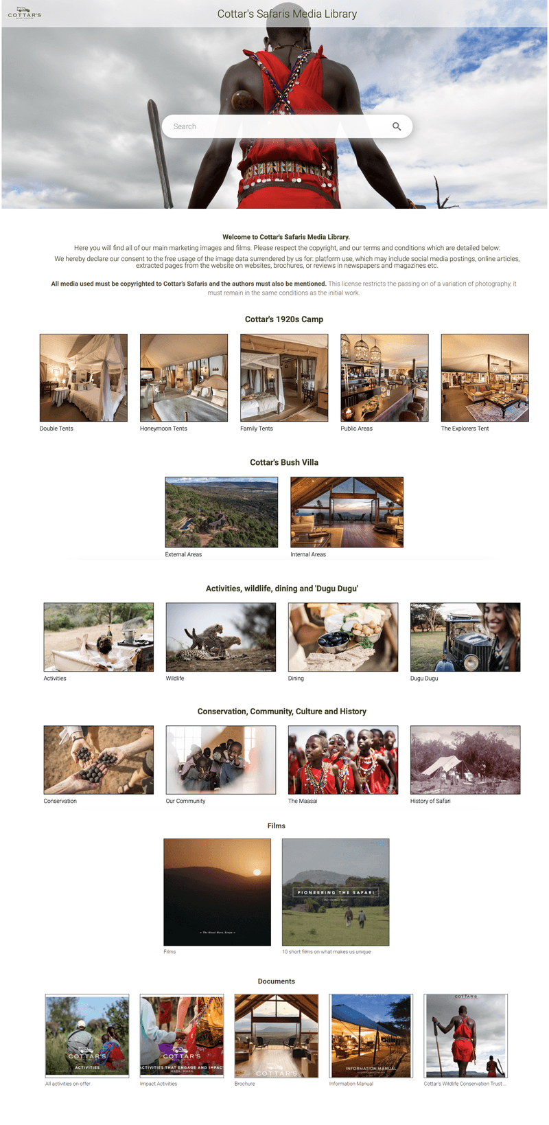 Cottar's Safaris public portal