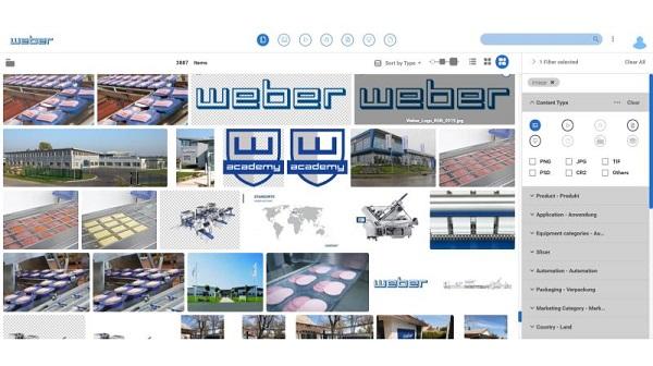Screenshot der Canto Mediendatenbank von Weber Maschinenbau.