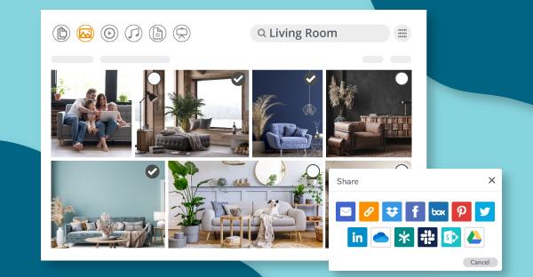 Furniture brand images in a digital asset management library.