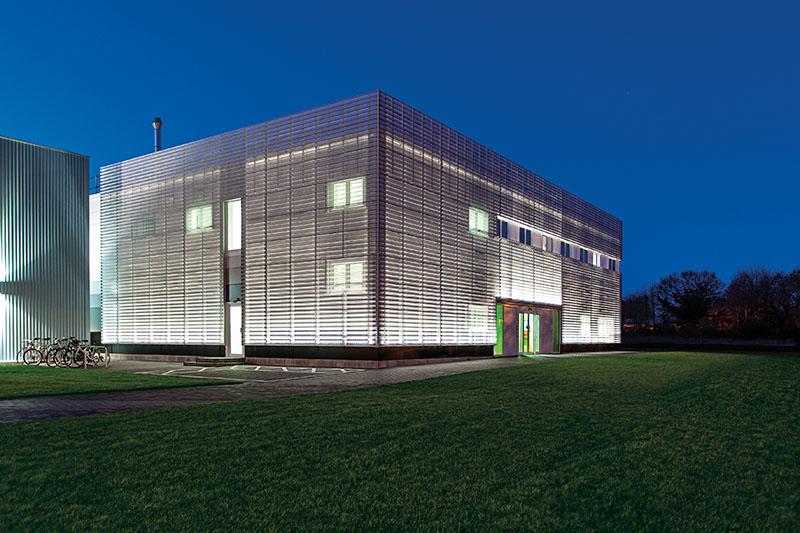 Image of the outside of a unique square building from Portakabin.