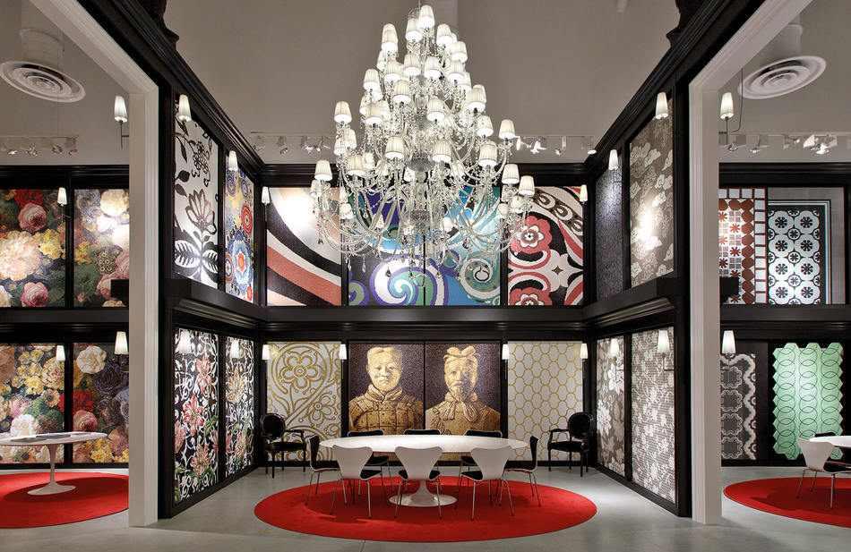 A photograph of the Bisazza store in New York City, featuring large wall panels to showcase their artistry.