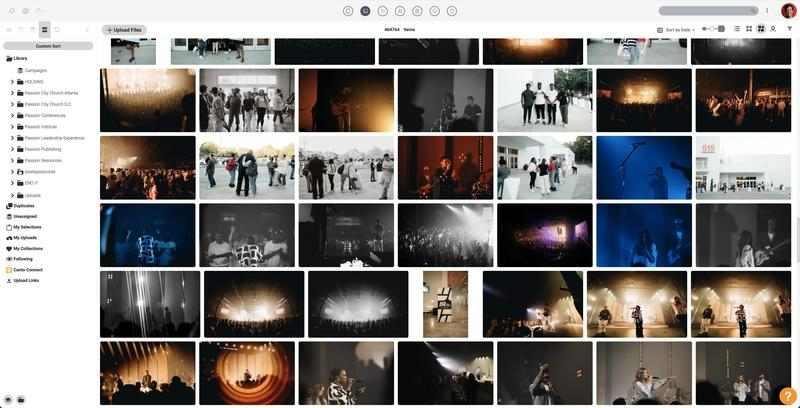 A screenshot of the Canto media library of Passion City Church.