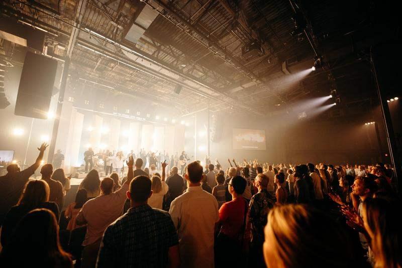 People gathered at an event at Passion City Church.