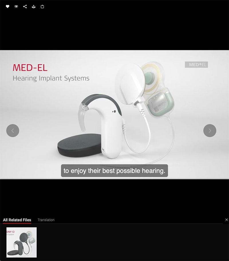 Screenshot showing a video in the Canto library of MED-EL.