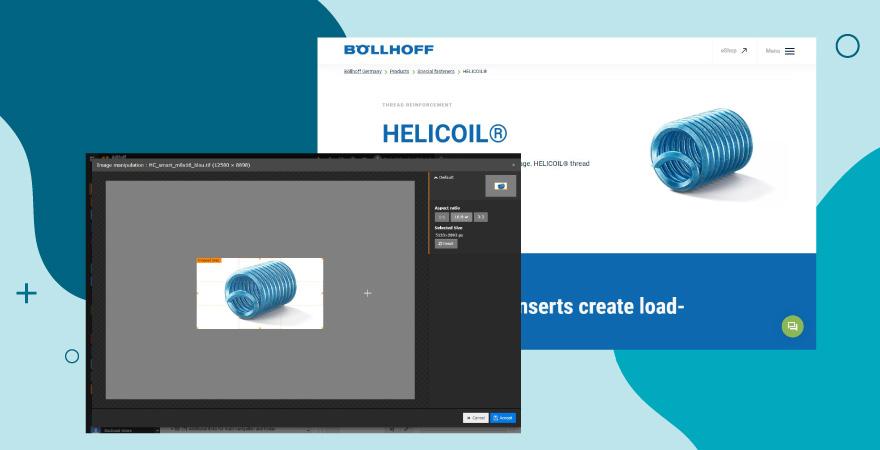Eine Produktabbildung der HELICOIL von Böllhoff in Canto und auf der Böllhoff Webseite.